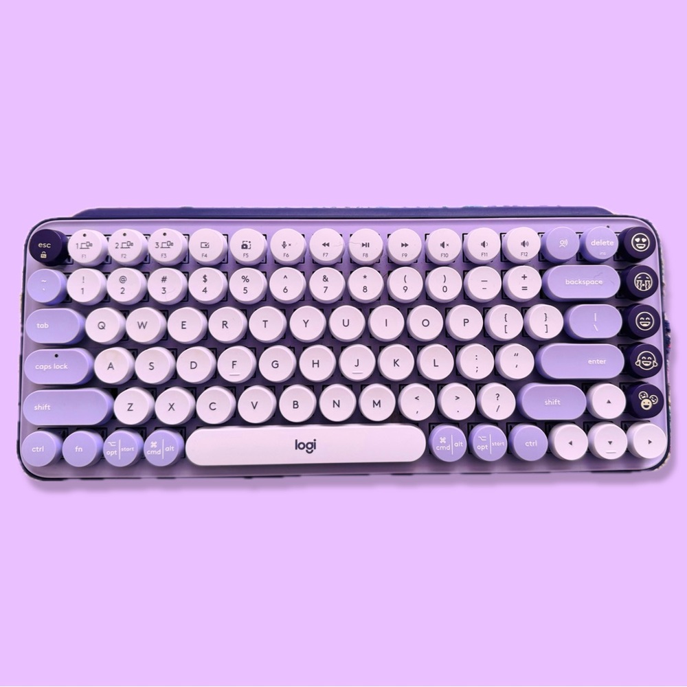 Logitech Purple Wireless Retro Round-Key Keyboard - Picture 3 of 11